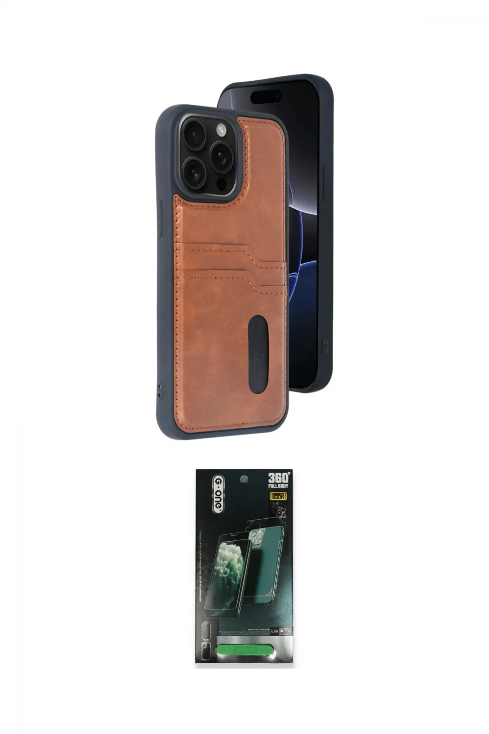 ieg™ iPhone 15 Pro Max Kılıf Yörünge Işık Serisi - Şeffaf 360 Full Body Arka Koruyucu