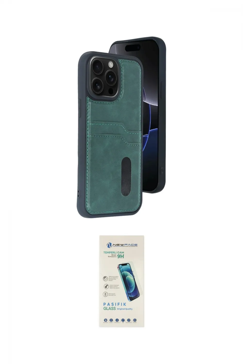 ieg™ iPhone 15 Pro Max Kılıf Yörünge Işık Serisi - Şeffaf Pasifik Cam Ekran Koruyucu