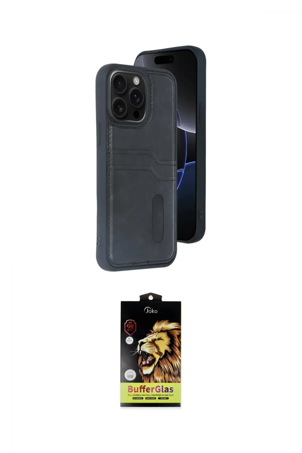 ieg™ iPhone 15 Pro Max Kılıf Yörünge Işık Serisi - Siyah Buffer Cam Ekran Koruyucu