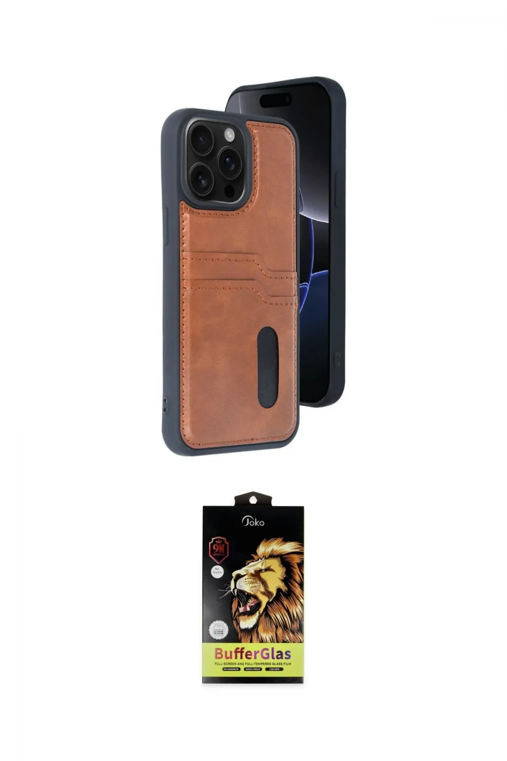 ieg™ iPhone 15 Pro Max Kılıf Yörünge Işık Serisi - Siyah Buffer Cam Ekran Koruyucu