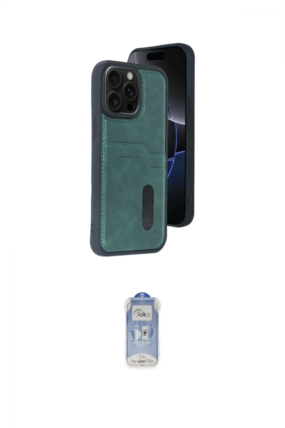ieg™ iPhone 15 Pro Max Kılıf Yörünge Işık Serisi - Siyah Joko Magic 5D Cam