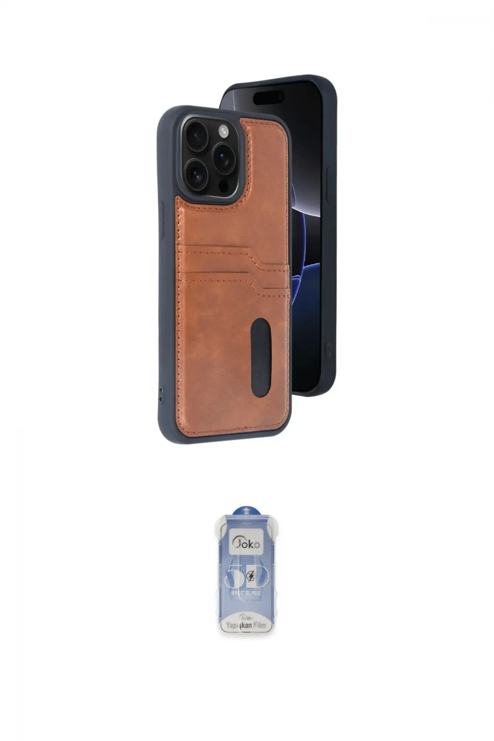 ieg™ iPhone 15 Pro Max Kılıf Yörünge Işık Serisi - Siyah Joko Magic 5D Cam
