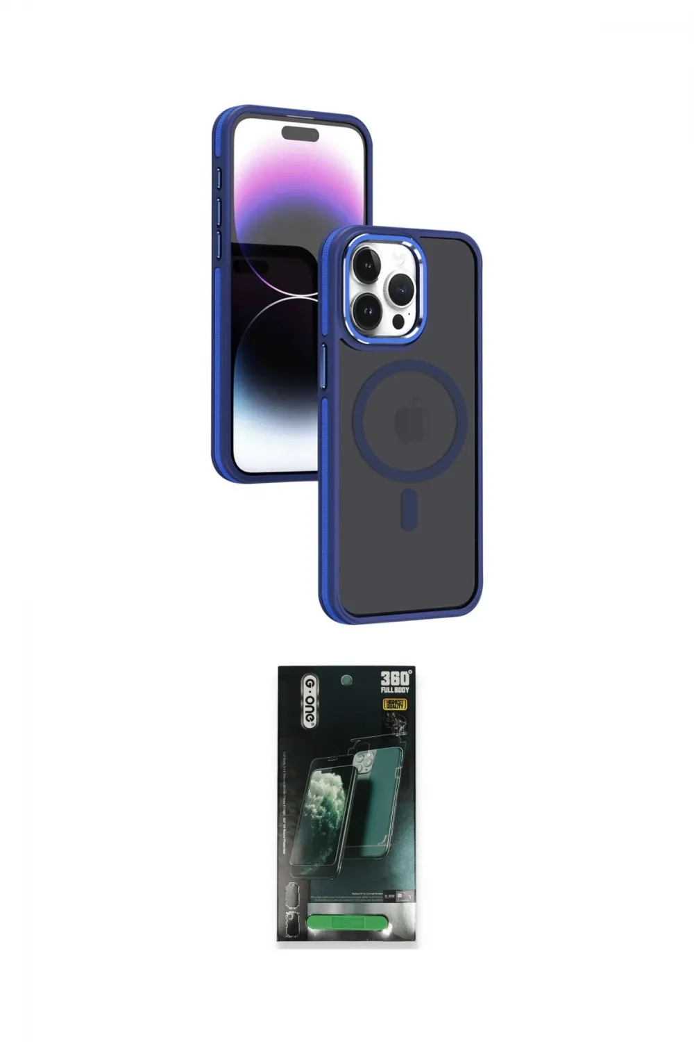 ieg™ iPhone 15 Pro Max Kılıf Yörünge Klasik - Şeffaf 360 Full Body Arka Koruyucu