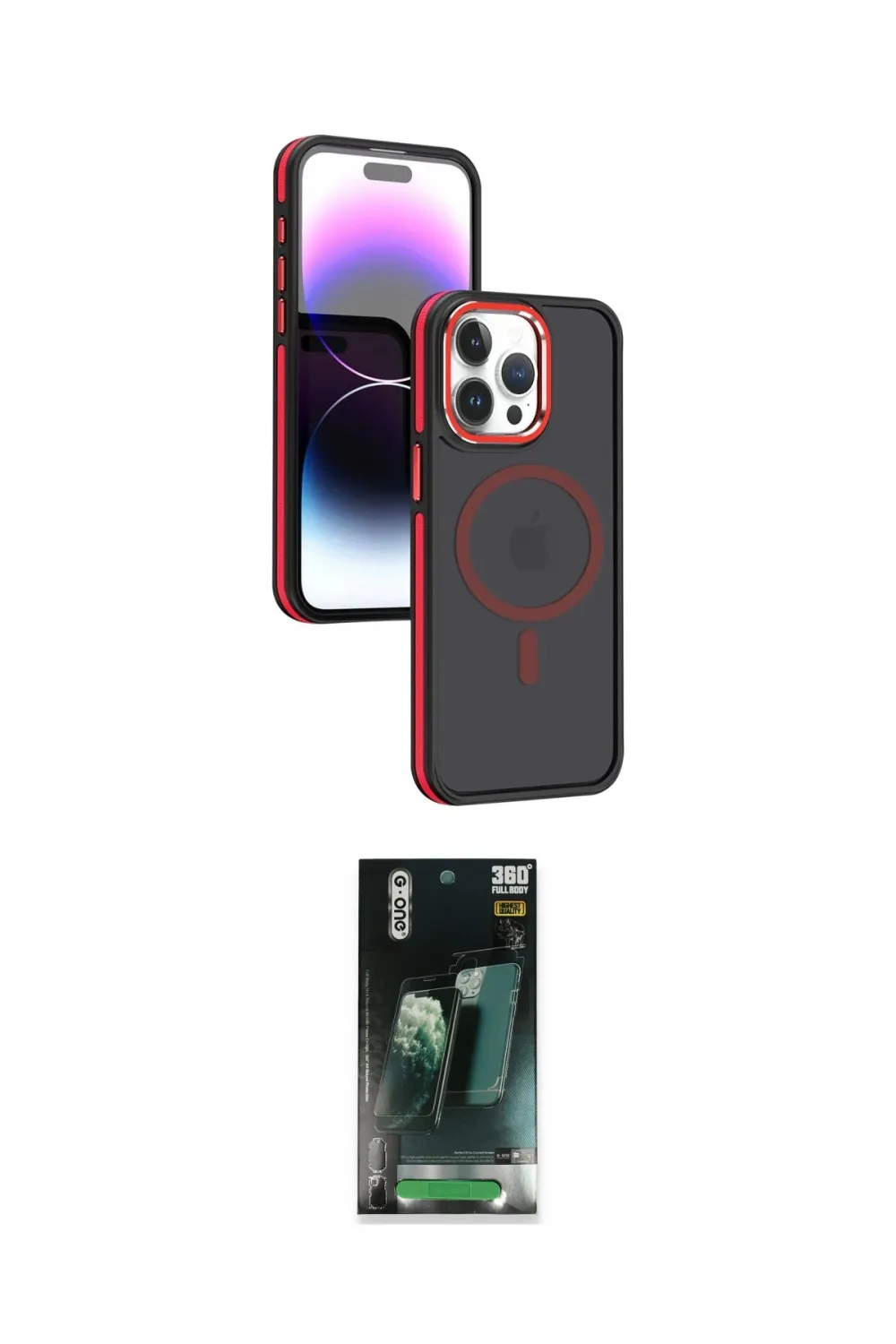 ieg™ iPhone 15 Pro Max Kılıf Yörünge Klasik - Siyah 360 Mat Full Body Arka Koruyucu