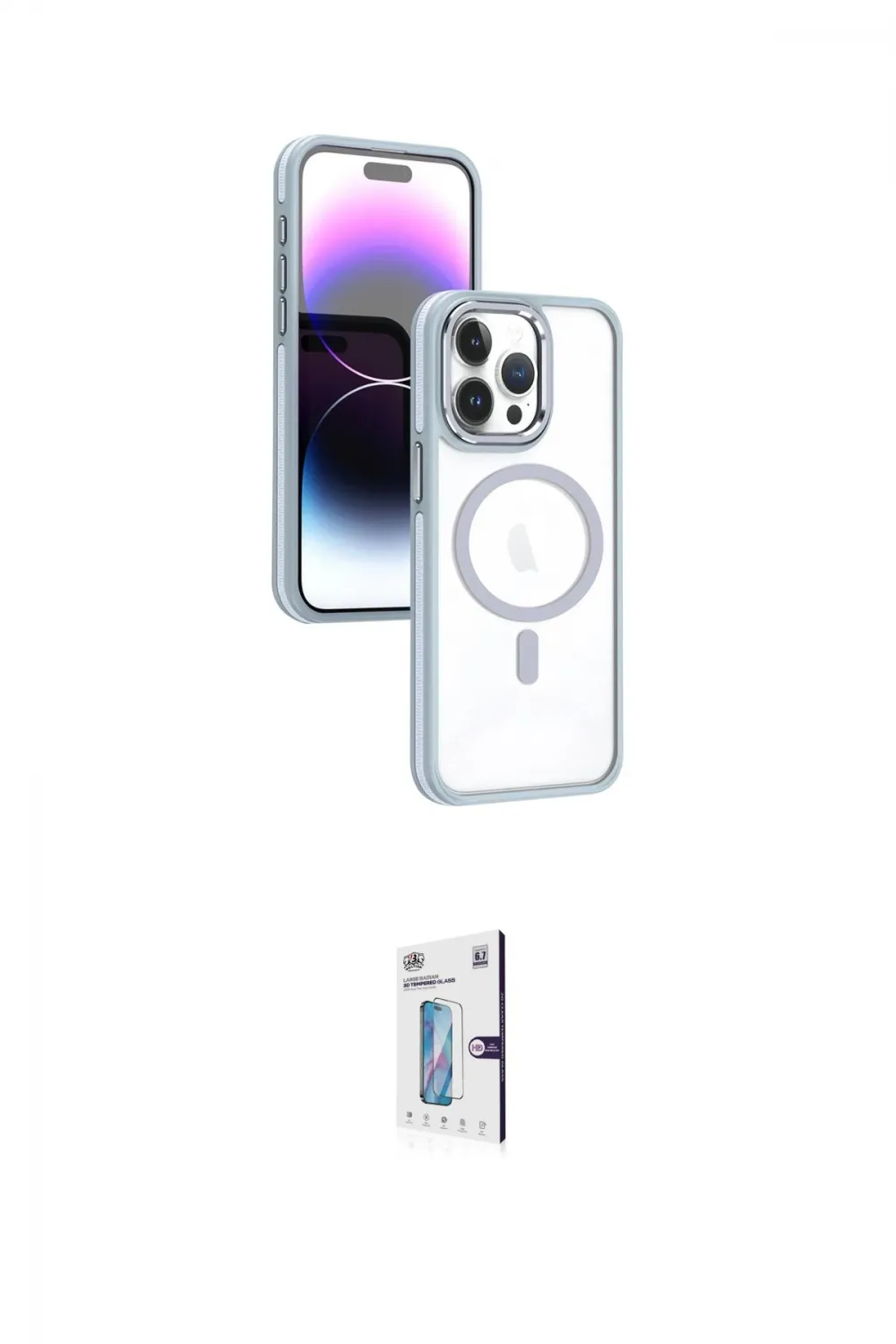 ieg™ iPhone 15 Pro Max Kılıf Yörünge Klasik - Siyah Bilvis 0.18mm Plus Cam Ekran Koruyucu