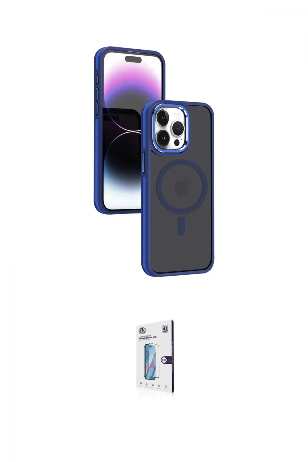 ieg™ iPhone 15 Pro Max Kılıf Yörünge Klasik - Siyah Bilvis 0.18mm Plus Cam Ekran Koruyucu