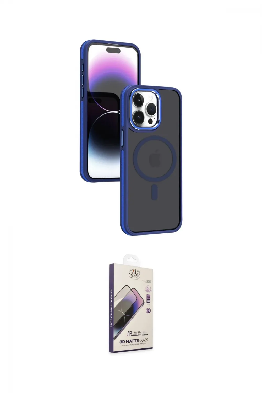 ieg™ iPhone 15 Pro Max Kılıf Yörünge Klasik - Siyah Bilvis 3D Mat Cam Ekran Koruyucu