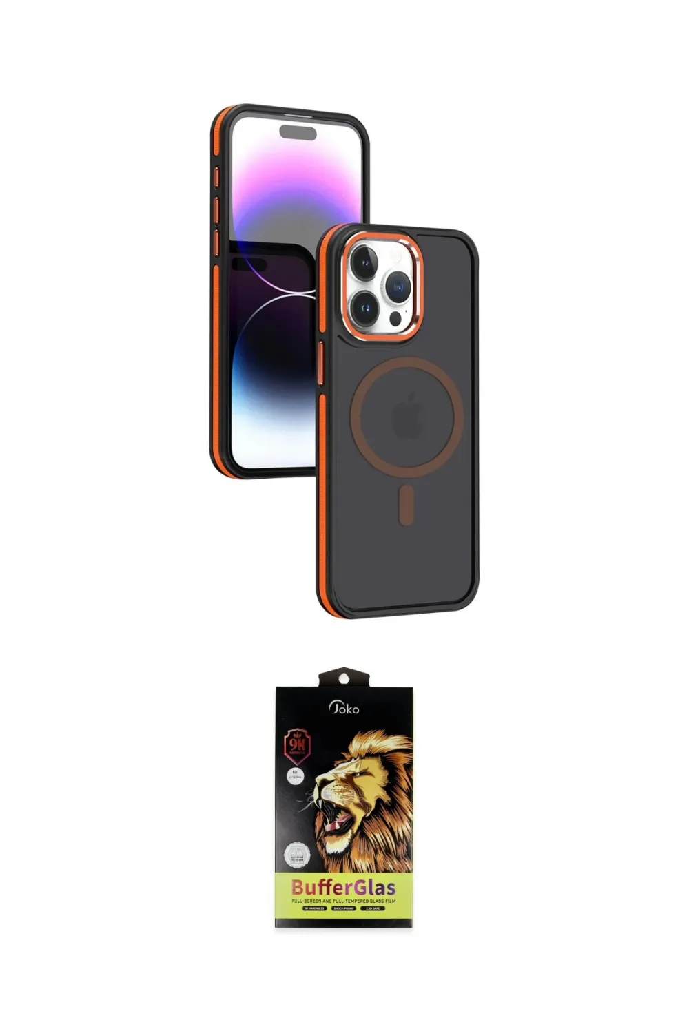 ieg™ iPhone 15 Pro Max Kılıf Yörünge Klasik - Siyah Buffer Cam Ekran Koruyucu