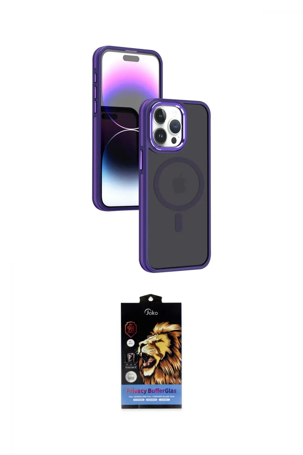 ieg™ iPhone 15 Pro Max Kılıf Yörünge Klasik - Siyah Buffer Hayalet Cam Ekran Koruyucu