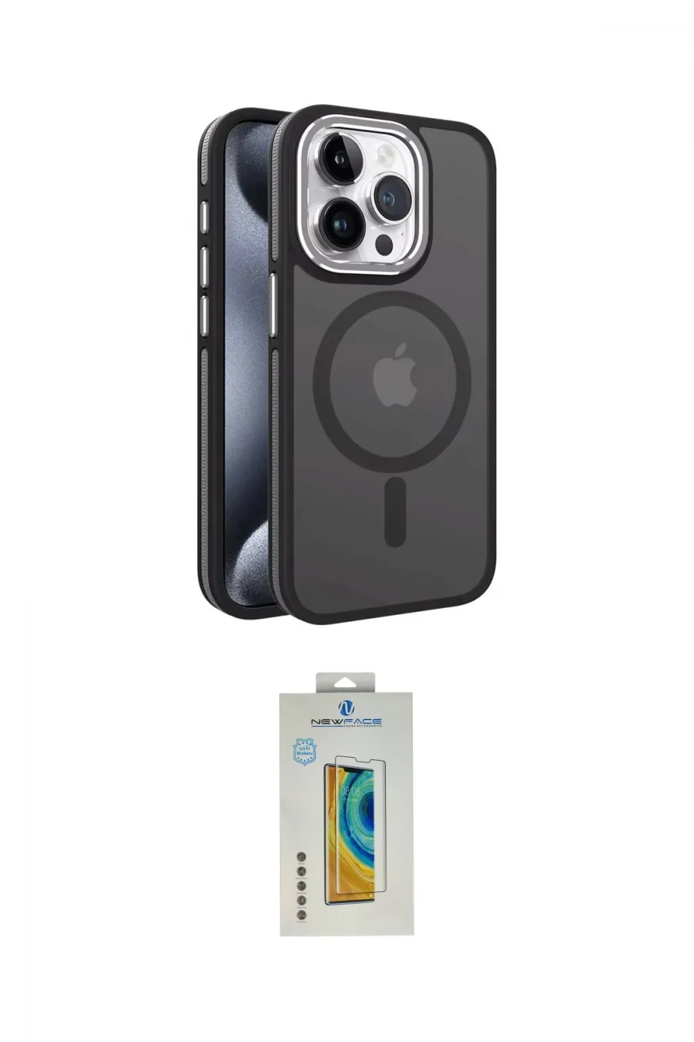 ieg™ iPhone 15 Pro Max Kılıf Yörünge Klasik - Siyah Polymer Nano Ekran Koruyucu