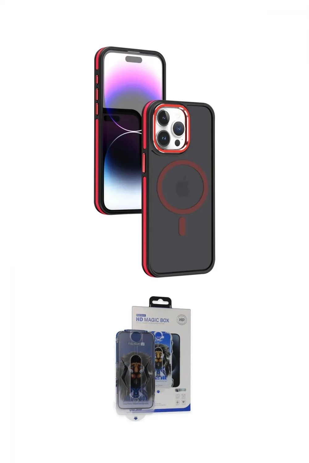 ieg™ iPhone 15 Pro Max Kılıf Yörünge Klasik - Siyah Vanessa Magic Cam