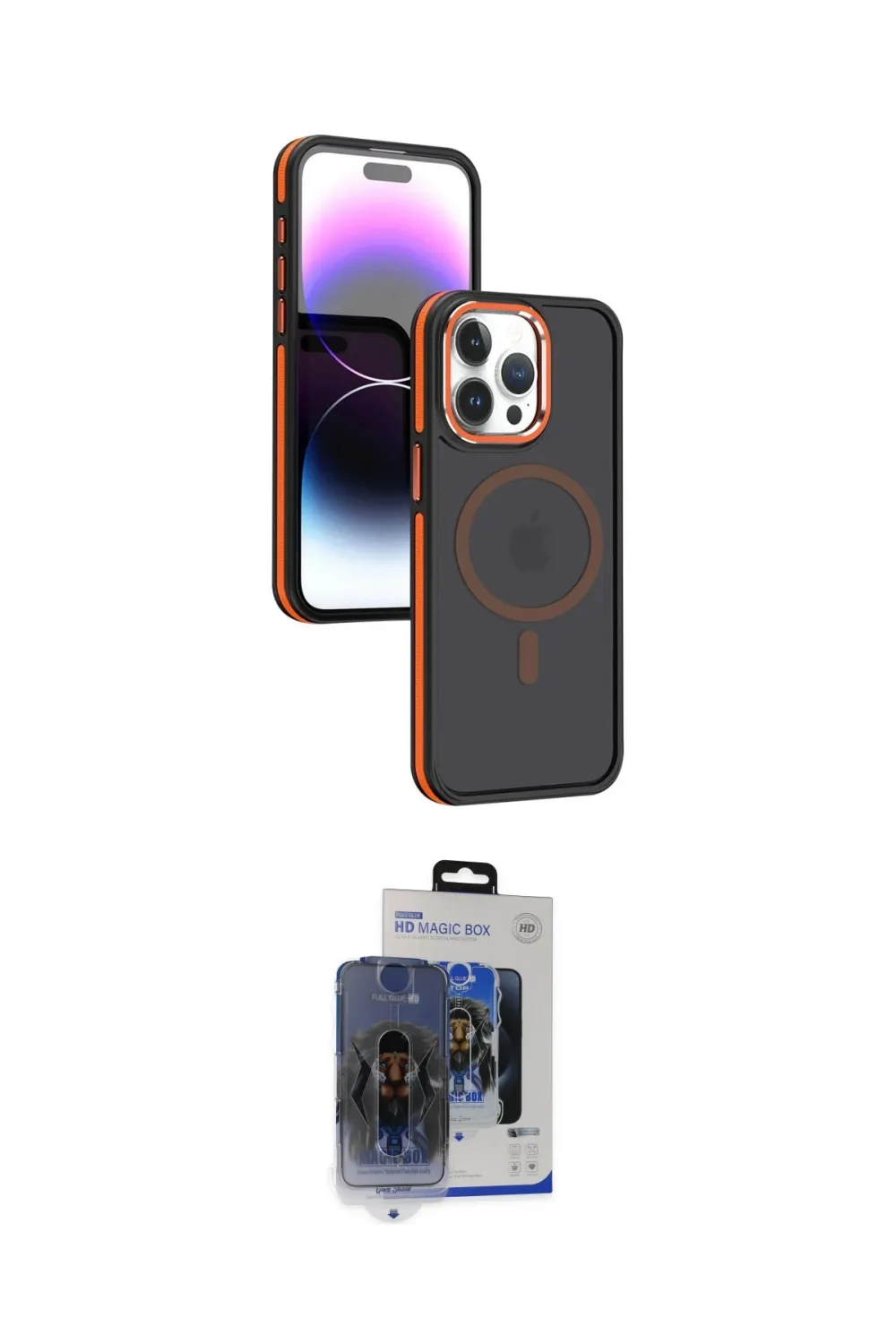 ieg™ iPhone 15 Pro Max Kılıf Yörünge Klasik - Siyah Vanessa Magic Cam
