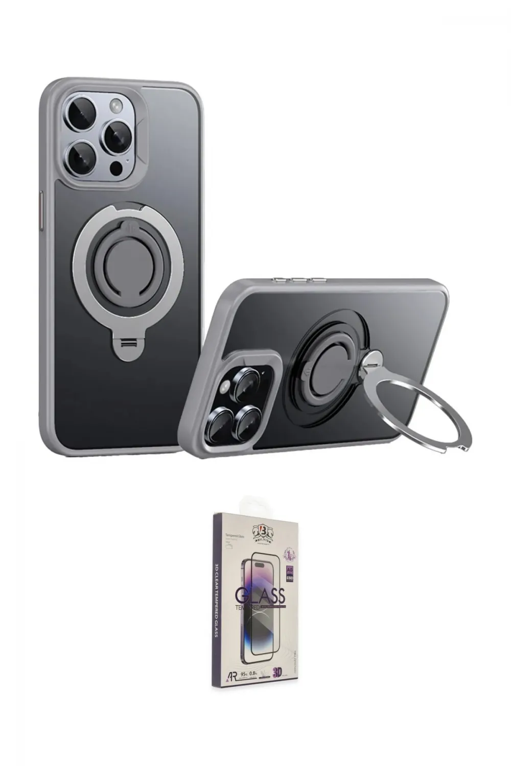 ieg™ iPhone 15 Pro Max Kılıf Zirve Çizgi Prime - Siyah Bilvis 3D Cam Ekran Koruyucu