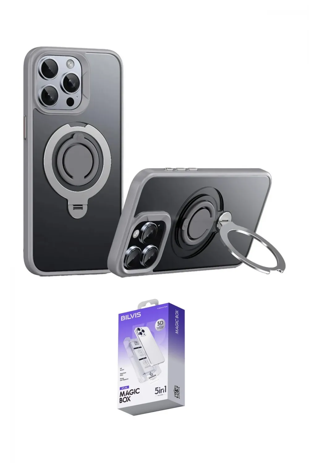 ieg™ iPhone 15 Pro Max Kılıf Zirve Çizgi Prime - Siyah Bilvis 5in1 3D Magic Cam Ekran Koruyucu