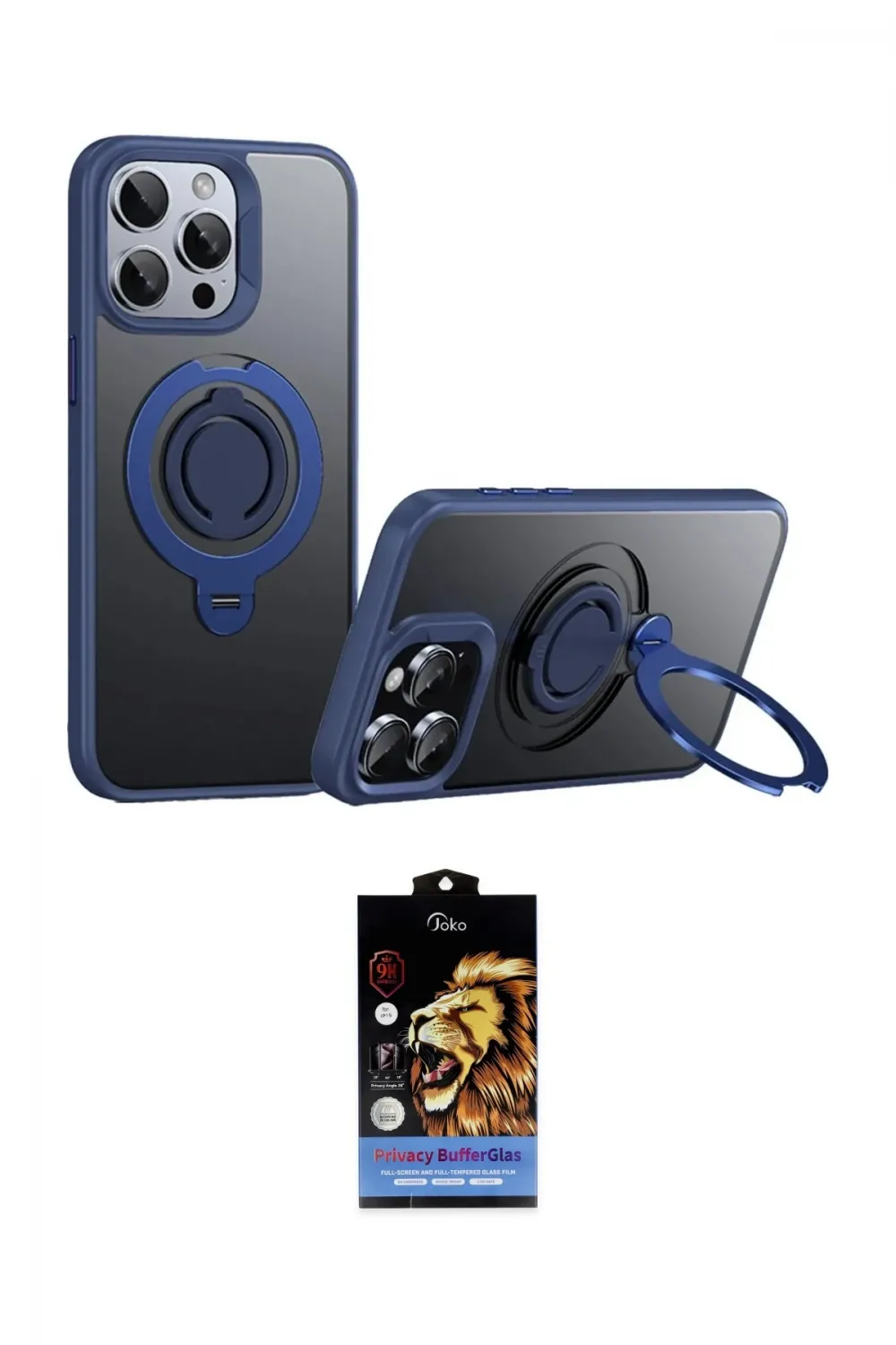 ieg™ iPhone 15 Pro Max Kılıf Zirve Çizgi Prime - Siyah Buffer Hayalet Cam Ekran Koruyucu