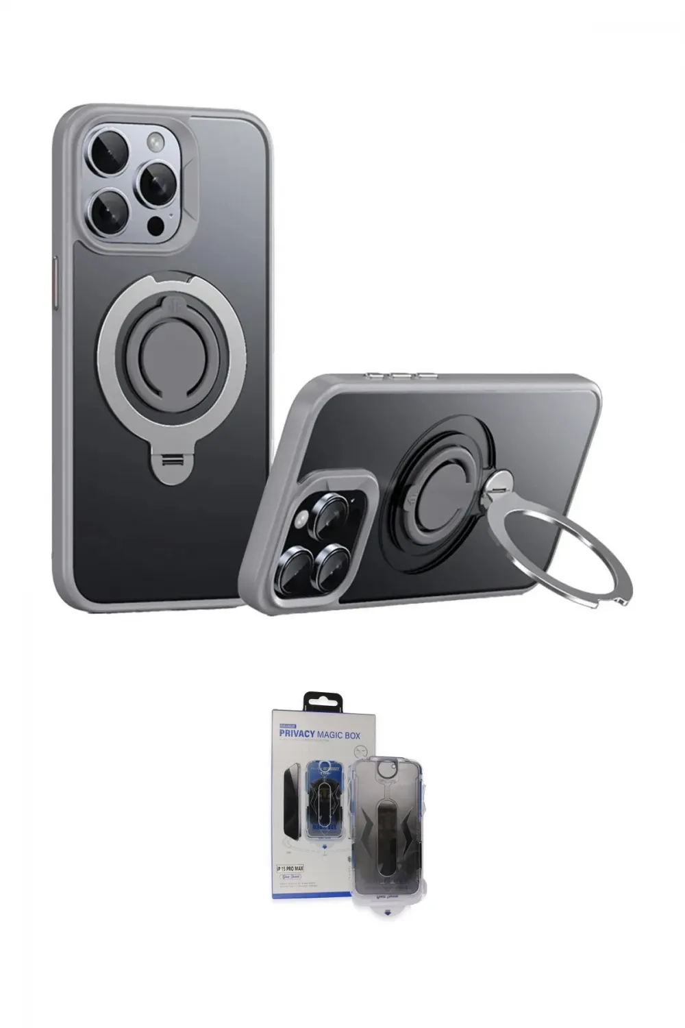 ieg™ iPhone 15 Pro Max Kılıf Zirve Çizgi Prime - Siyah Vanessa Magic Hayalet Cam