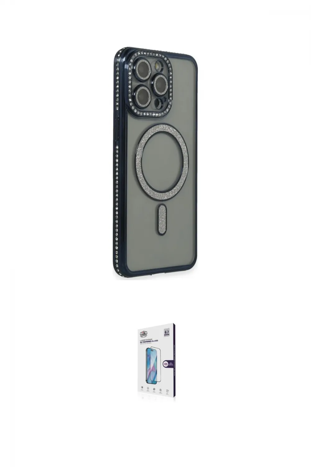 ieg™ iPhone 15 Pro Max Kılıf Zirve Doku Prime - Siyah Bilvis 0.18mm Plus Cam Ekran Koruyucu