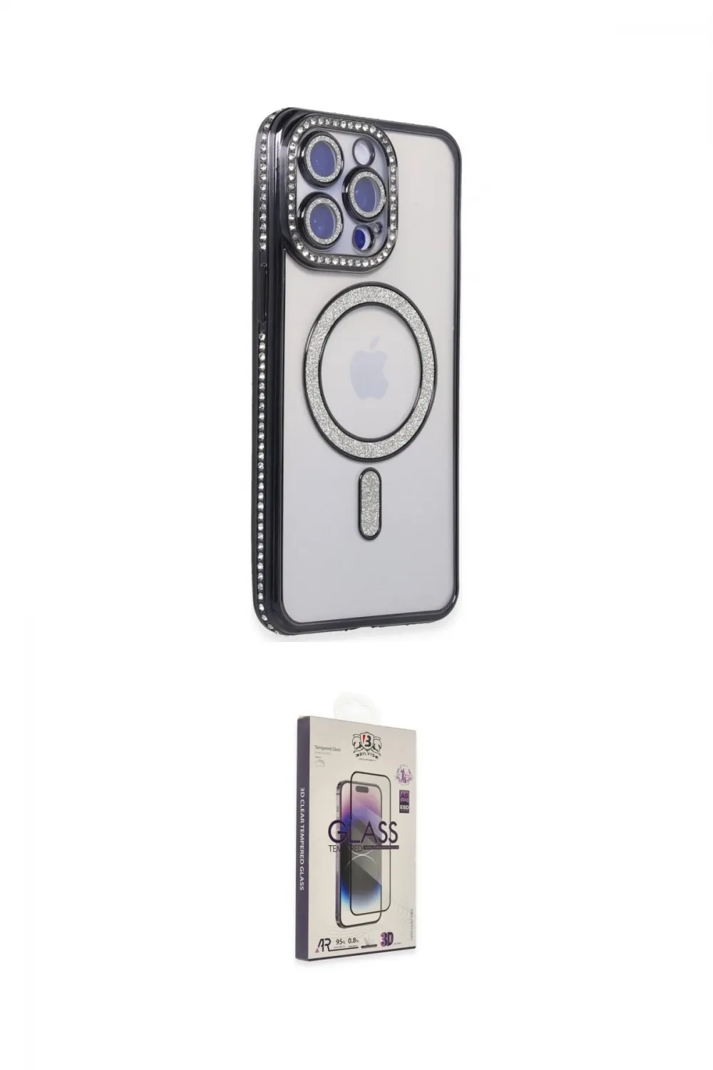 ieg™ iPhone 15 Pro Max Kılıf Zirve Doku Prime - Siyah Bilvis 3D Cam Ekran Koruyucu