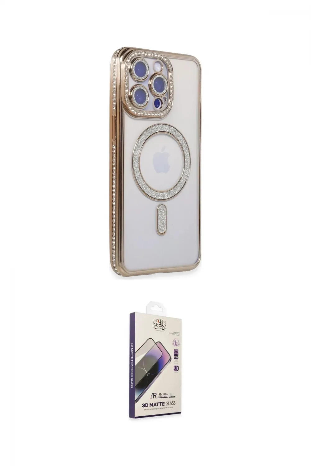 ieg™ iPhone 15 Pro Max Kılıf Zirve Doku Prime - Siyah Bilvis 3D Mat Cam Ekran Koruyucu