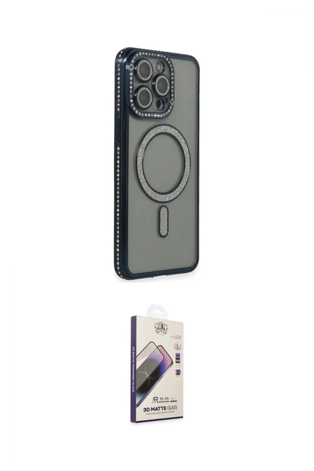 ieg™ iPhone 15 Pro Max Kılıf Zirve Doku Prime - Siyah Bilvis 3D Mat Cam Ekran Koruyucu