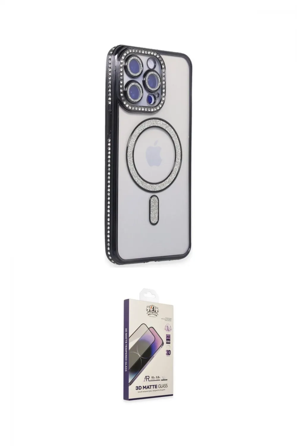 ieg™ iPhone 15 Pro Max Kılıf Zirve Doku Prime - Siyah Bilvis 3D Mat Cam Ekran Koruyucu