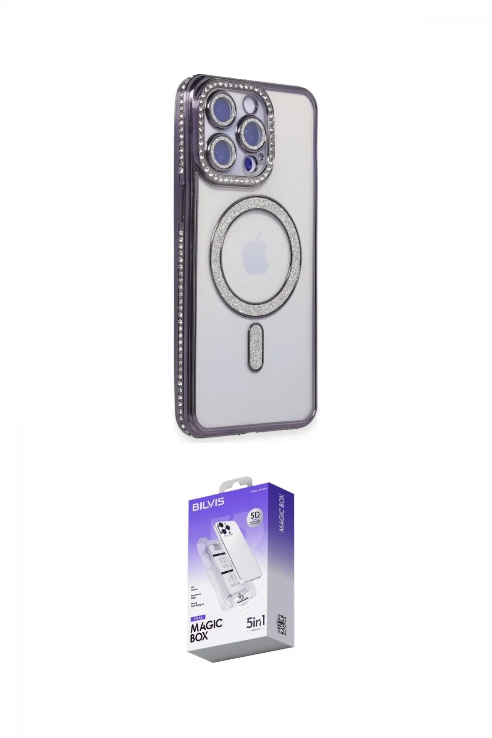 ieg™ iPhone 15 Pro Max Kılıf Zirve Doku Prime - Siyah Bilvis 5in1 3D Magic Cam Ekran Koruyucu