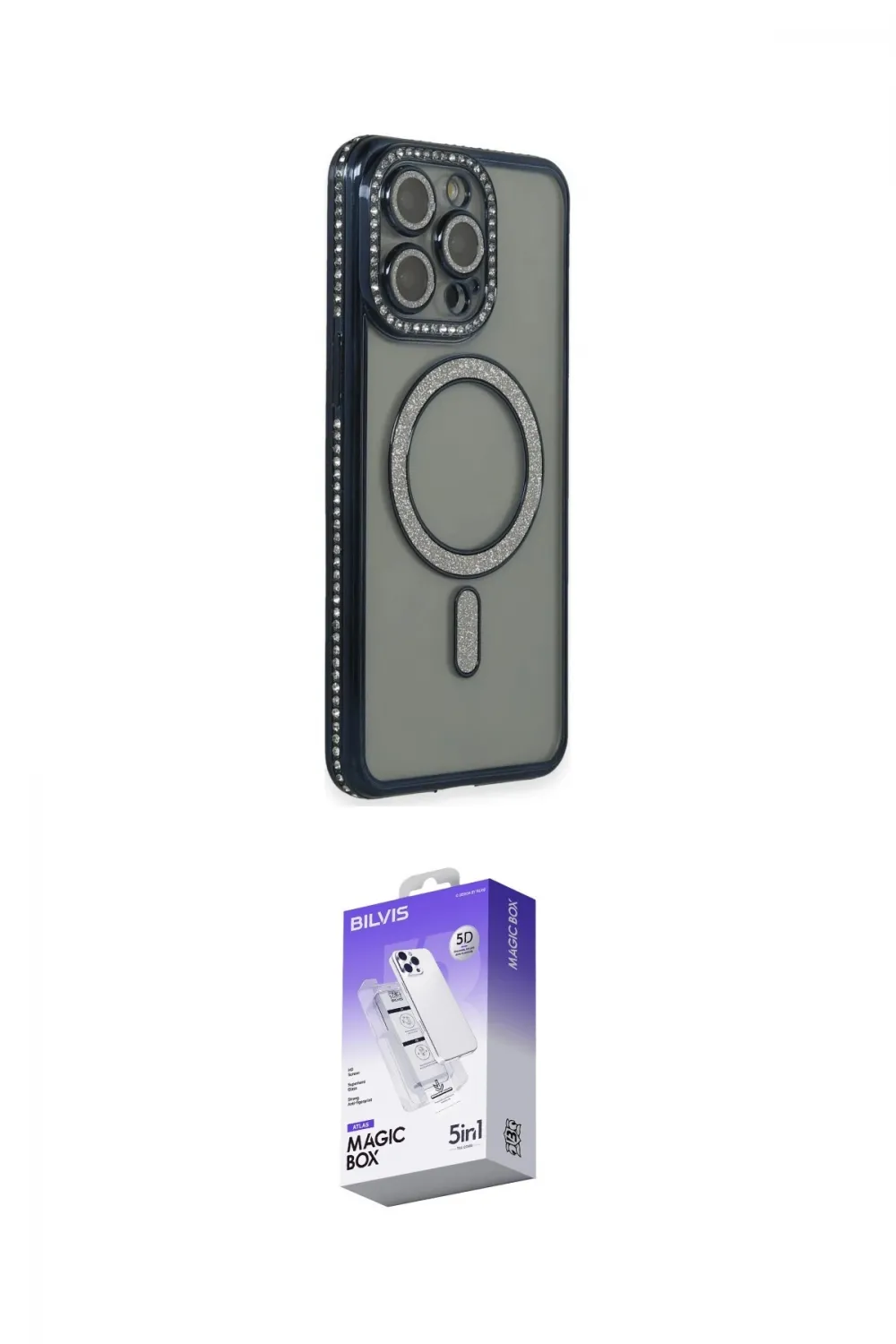 ieg™ iPhone 15 Pro Max Kılıf Zirve Doku Prime - Siyah Bilvis 5in1 3D Magic Cam Ekran Koruyucu