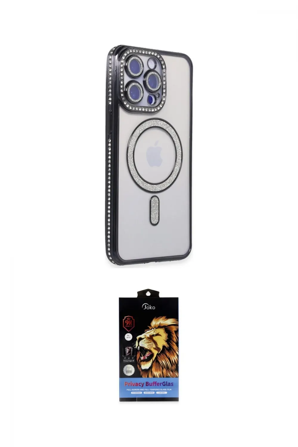 ieg™ iPhone 15 Pro Max Kılıf Zirve Doku Prime - Siyah Buffer Hayalet Cam Ekran Koruyucu