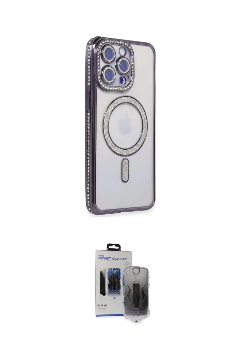 ieg™ iPhone 15 Pro Max Kılıf Zirve Doku Prime - Siyah Vanessa Magic Hayalet Cam