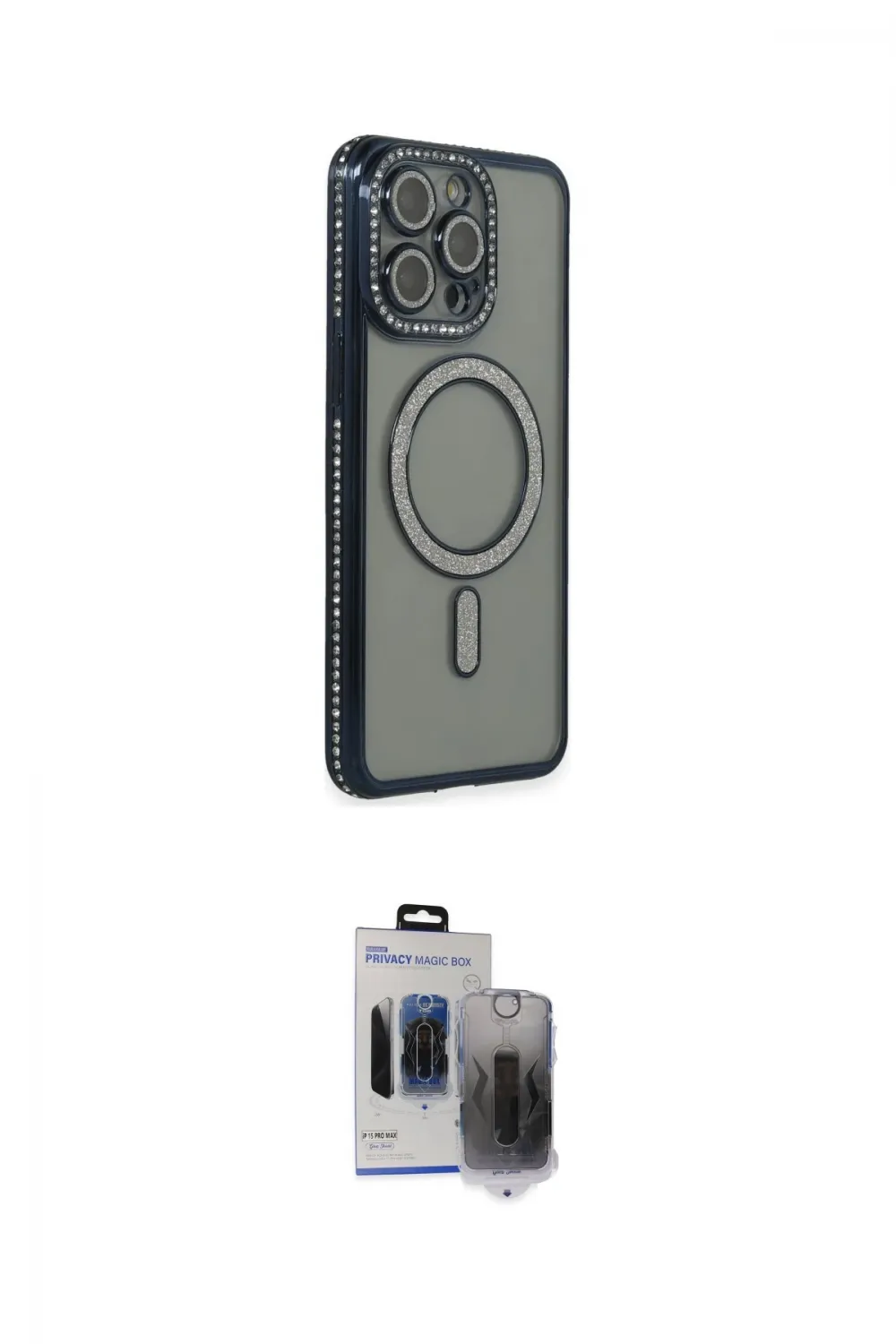 ieg™ iPhone 15 Pro Max Kılıf Zirve Doku Prime - Siyah Vanessa Magic Hayalet Cam