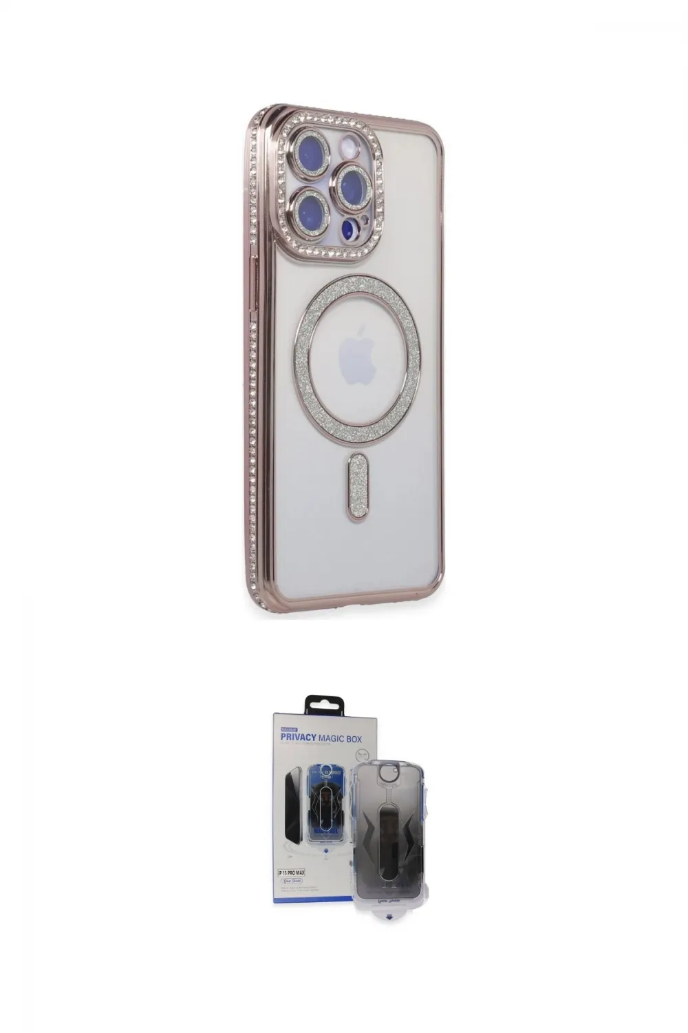 ieg™ iPhone 15 Pro Max Kılıf Zirve Doku Prime - Siyah Vanessa Magic Hayalet Cam