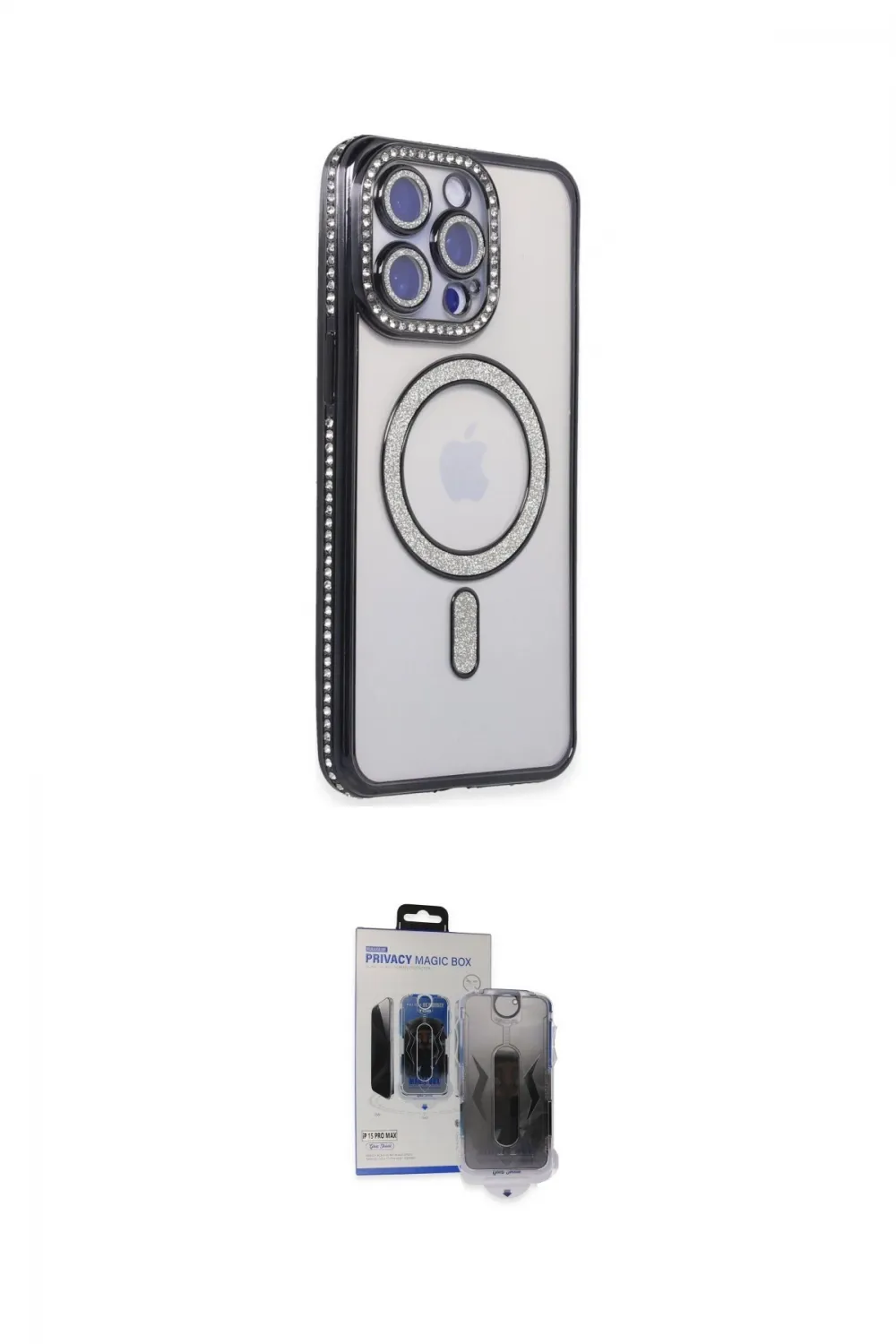 ieg™ iPhone 15 Pro Max Kılıf Zirve Doku Prime - Siyah Vanessa Magic Hayalet Cam