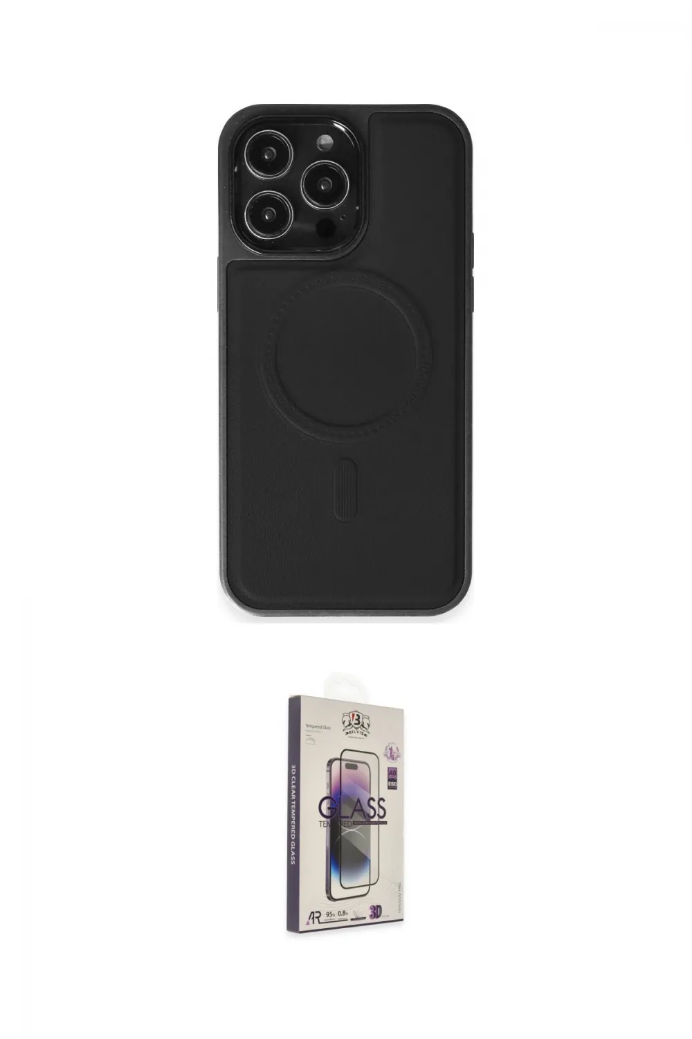 ieg™ iPhone 15 Pro Max Kılıf Zirve Işık Serisi - Siyah Bilvis 3D Cam Ekran Koruyucu