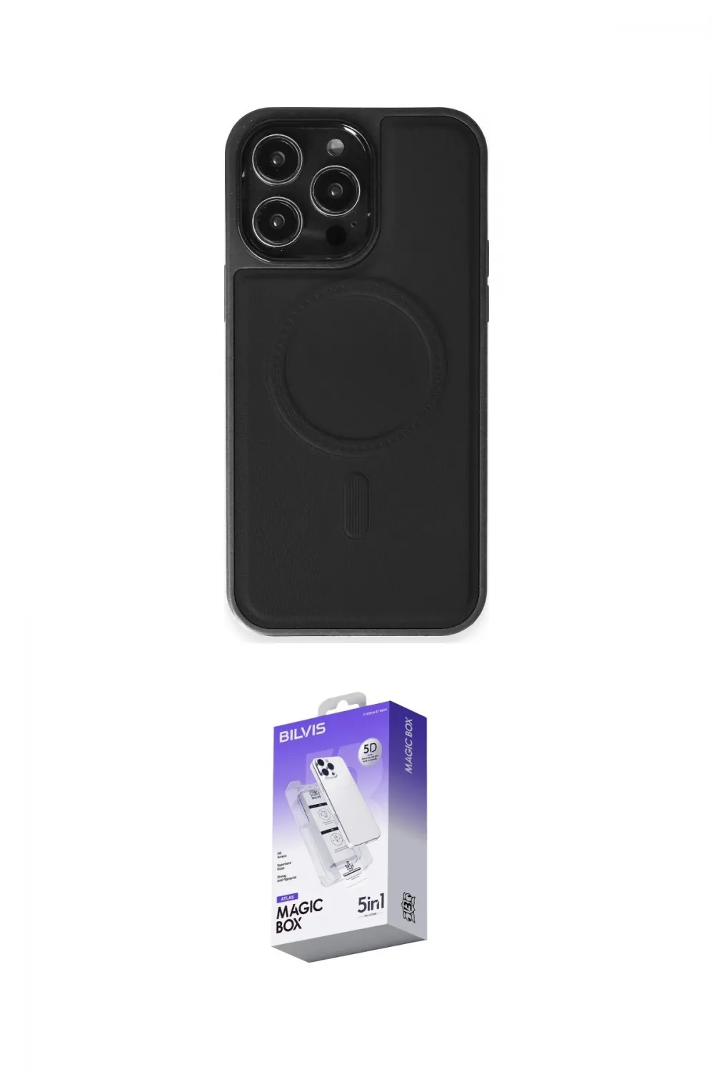 ieg™ iPhone 15 Pro Max Kılıf Zirve Işık Serisi - Siyah Bilvis 5in1 3D Magic Cam Ekran Koruyucu