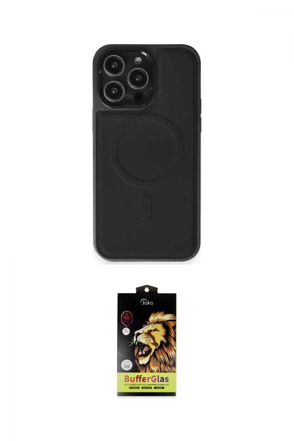 ieg™ iPhone 15 Pro Max Kılıf Zirve Işık Serisi - Siyah Buffer Cam Ekran Koruyucu
