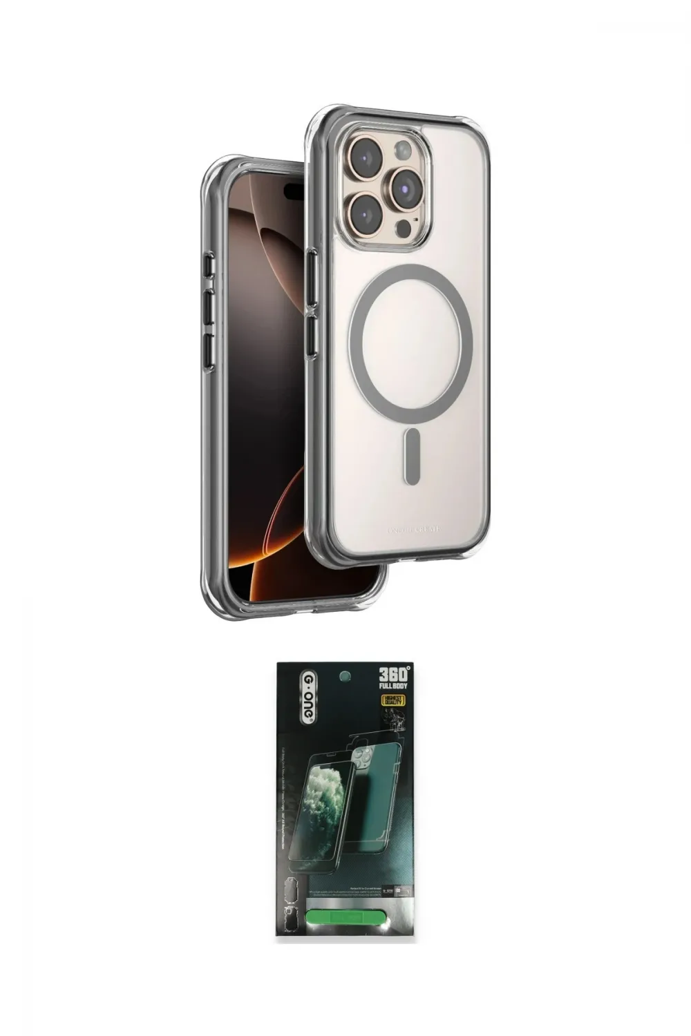 ieg™ iPhone 15 Pro Max Kılıf Zirve Klasik Prime - Şeffaf 360 Full Body Arka Koruyucu