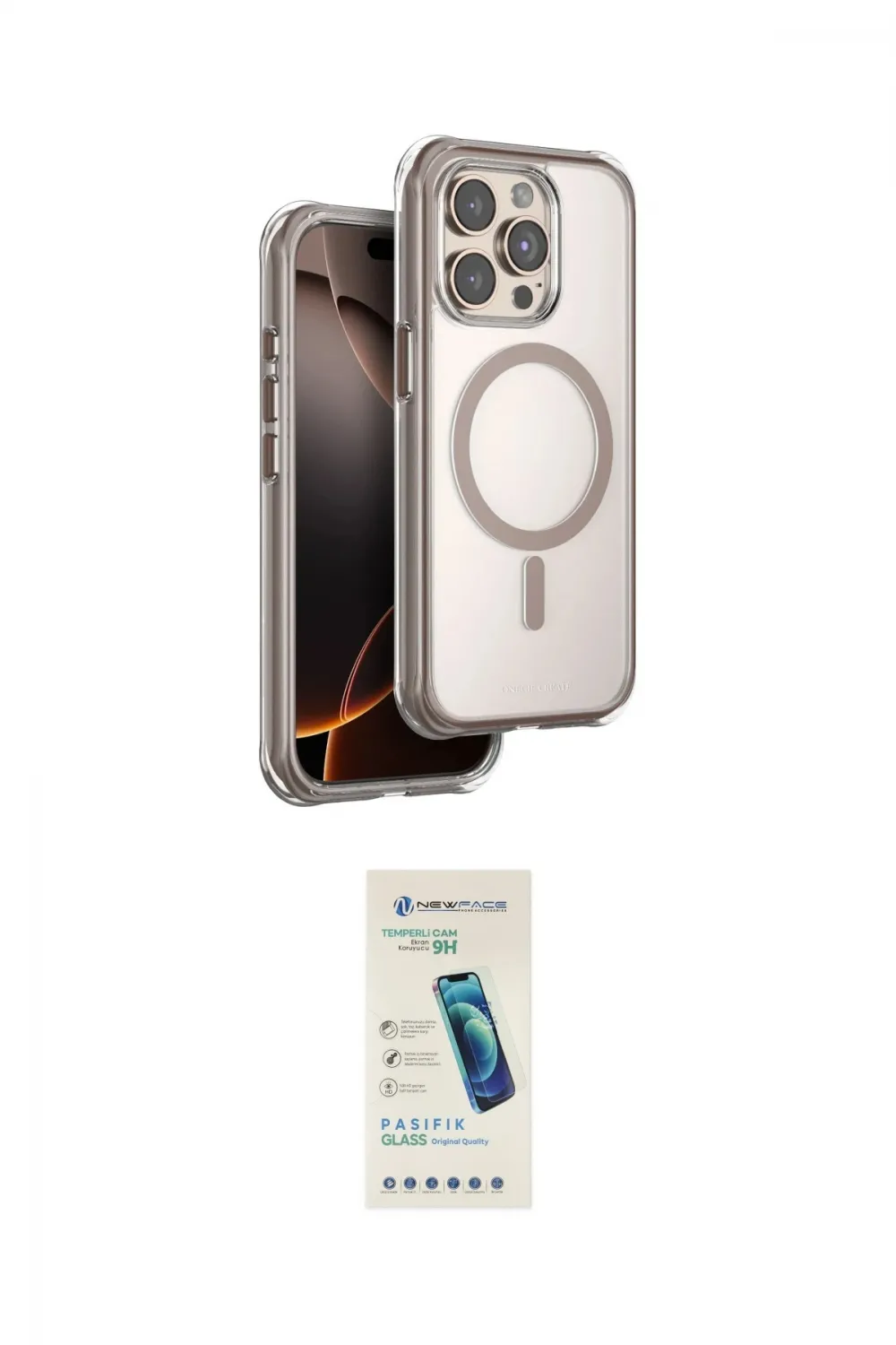 ieg™ iPhone 15 Pro Max Kılıf Zirve Klasik Prime - Şeffaf Pasifik Cam Ekran Koruyucu