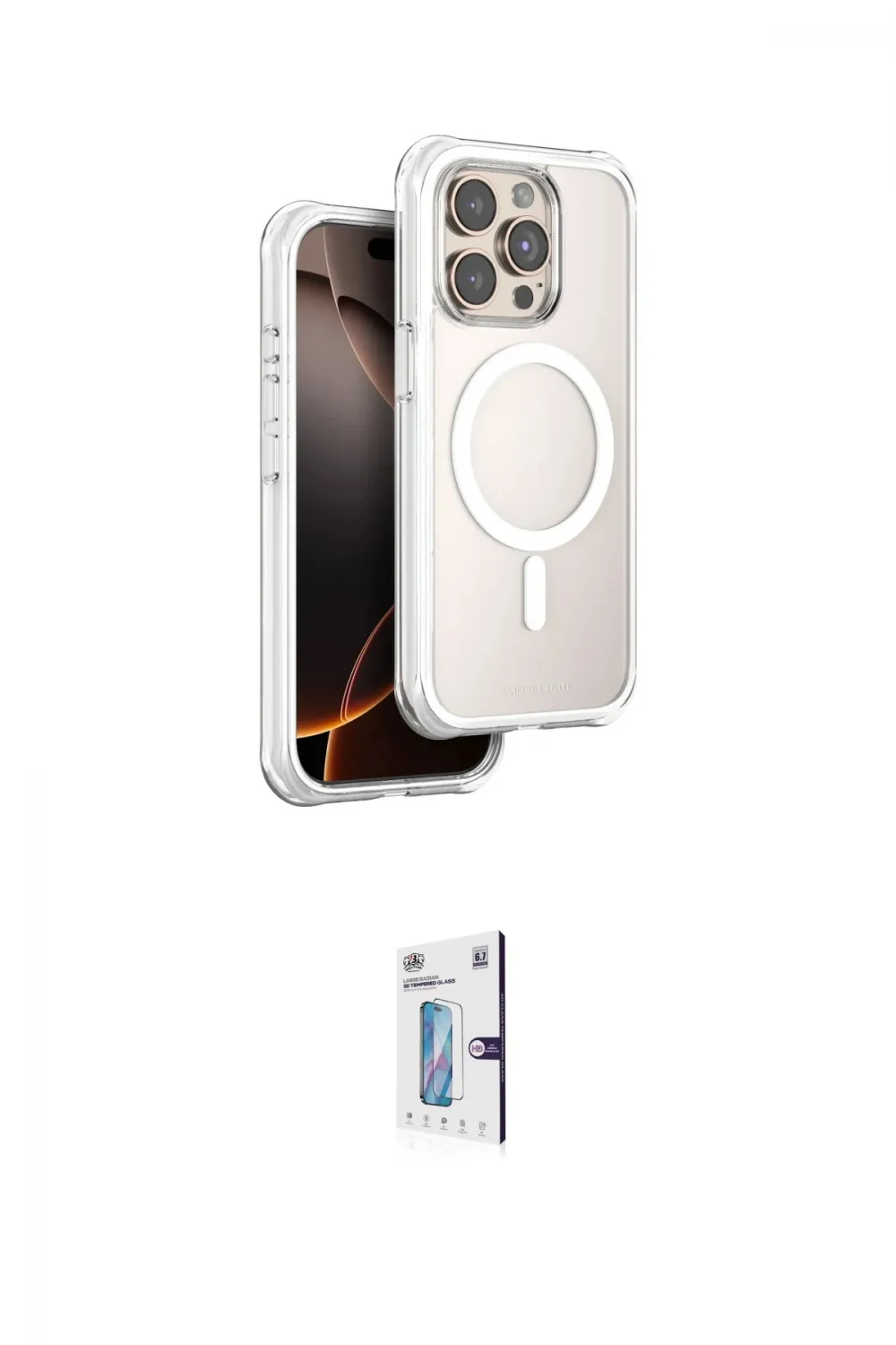 ieg™ iPhone 15 Pro Max Kılıf Zirve Klasik Prime - Siyah Bilvis 0.18mm Plus Cam Ekran Koruyucu