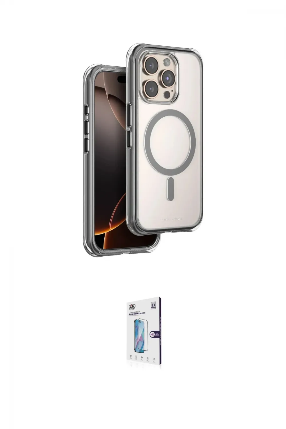 ieg™ iPhone 15 Pro Max Kılıf Zirve Klasik Prime - Siyah Bilvis 0.18mm Plus Cam Ekran Koruyucu
