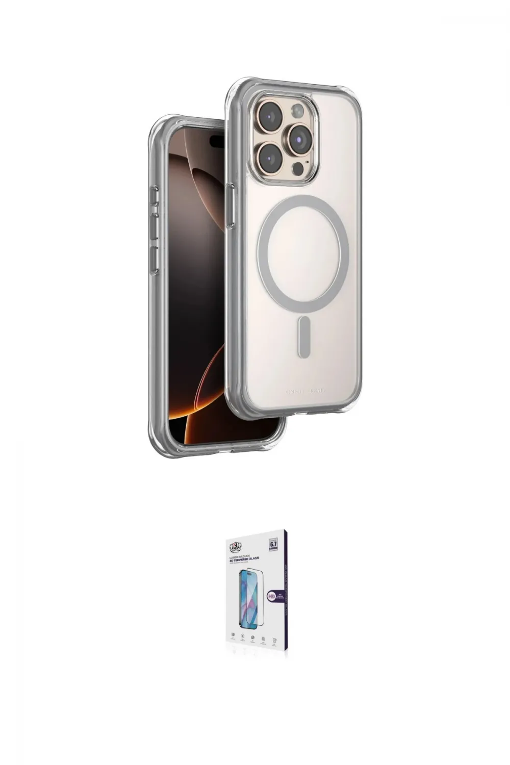ieg™ iPhone 15 Pro Max Kılıf Zirve Klasik Prime - Siyah Bilvis 0.18mm Plus Cam Ekran Koruyucu