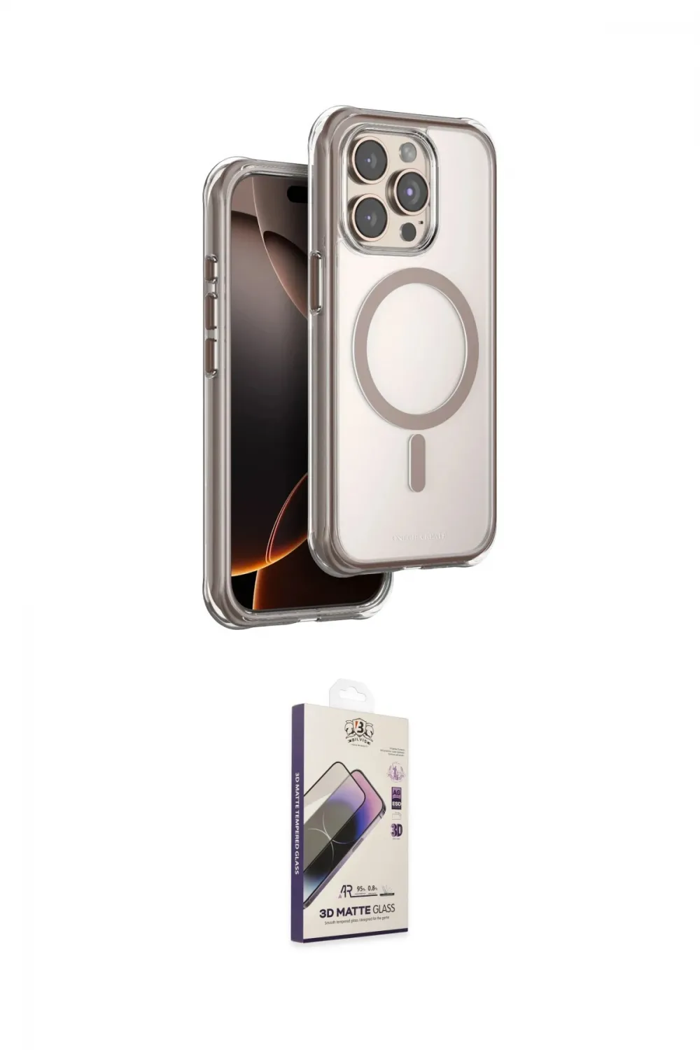 ieg™ iPhone 15 Pro Max Kılıf Zirve Klasik Prime - Siyah Bilvis 3D Mat Cam Ekran Koruyucu