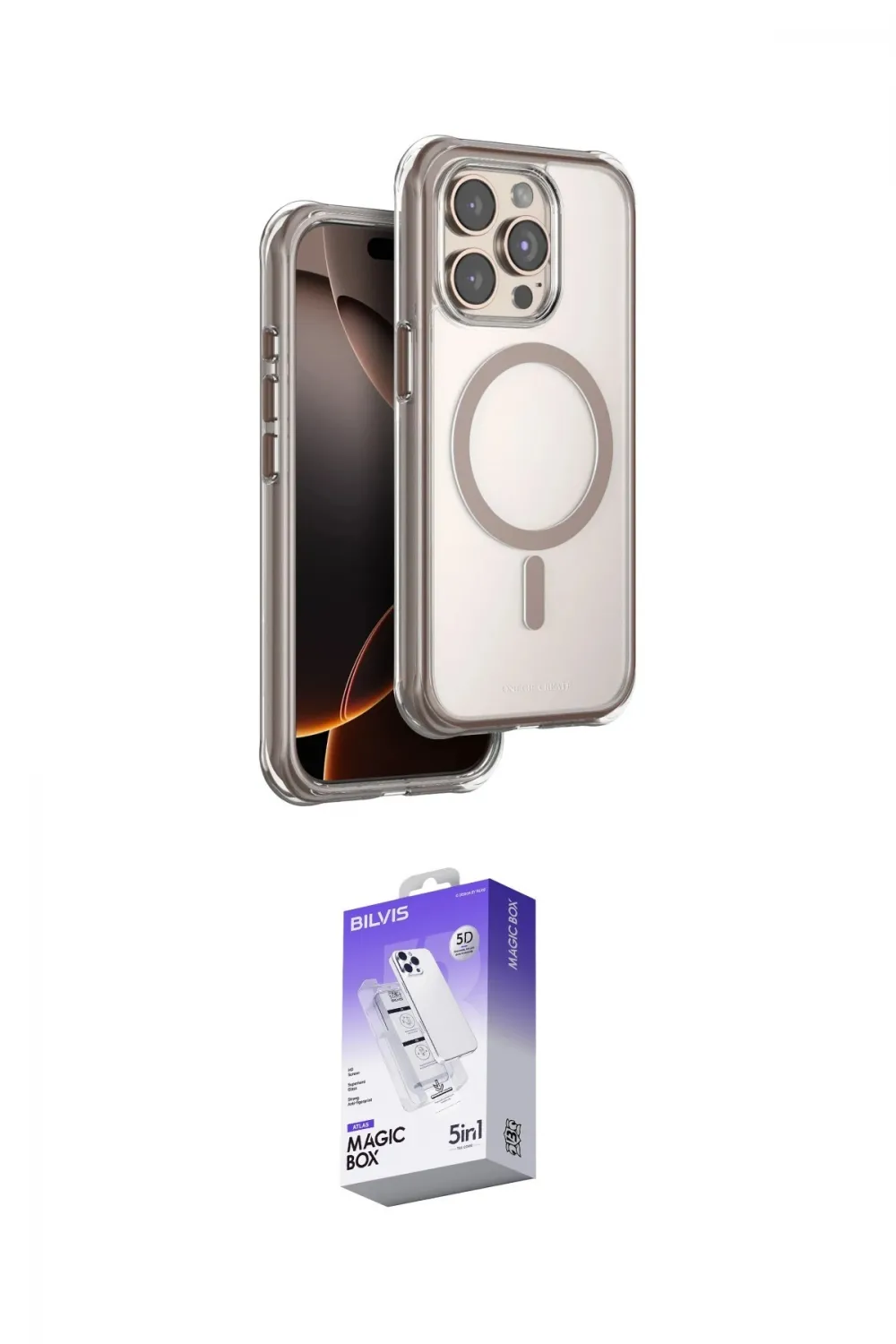 ieg™ iPhone 15 Pro Max Kılıf Zirve Klasik Prime - Siyah Bilvis 5in1 3D Magic Cam Ekran Koruyucu