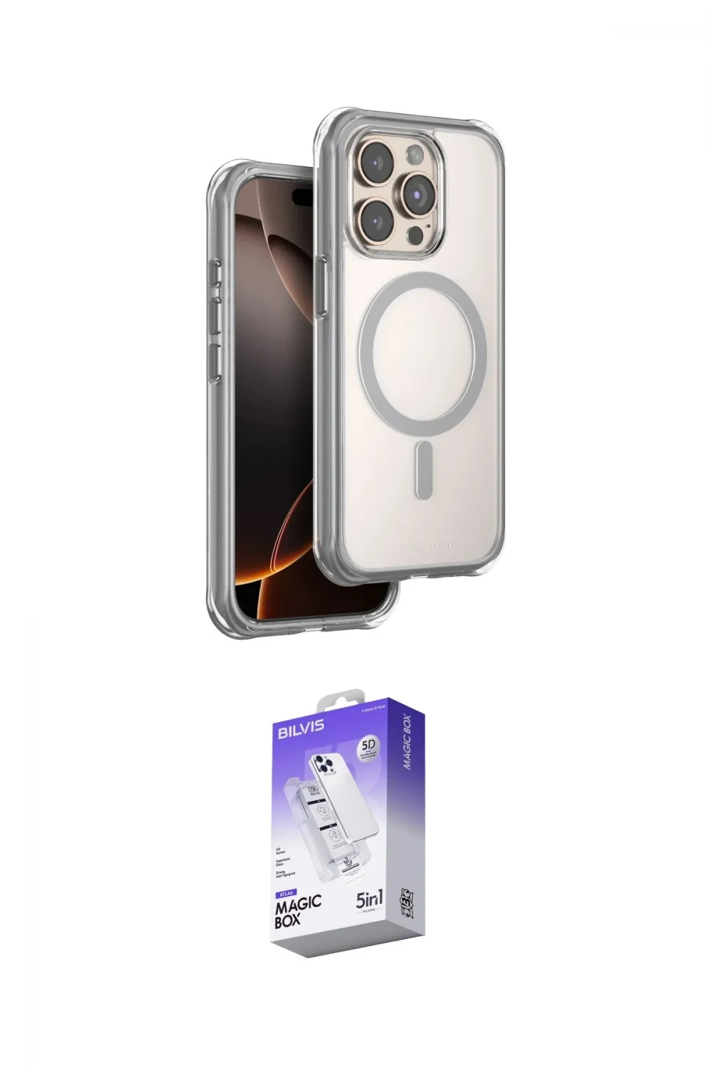 ieg™ iPhone 15 Pro Max Kılıf Zirve Klasik Prime - Siyah Bilvis 5in1 3D Magic Cam Ekran Koruyucu