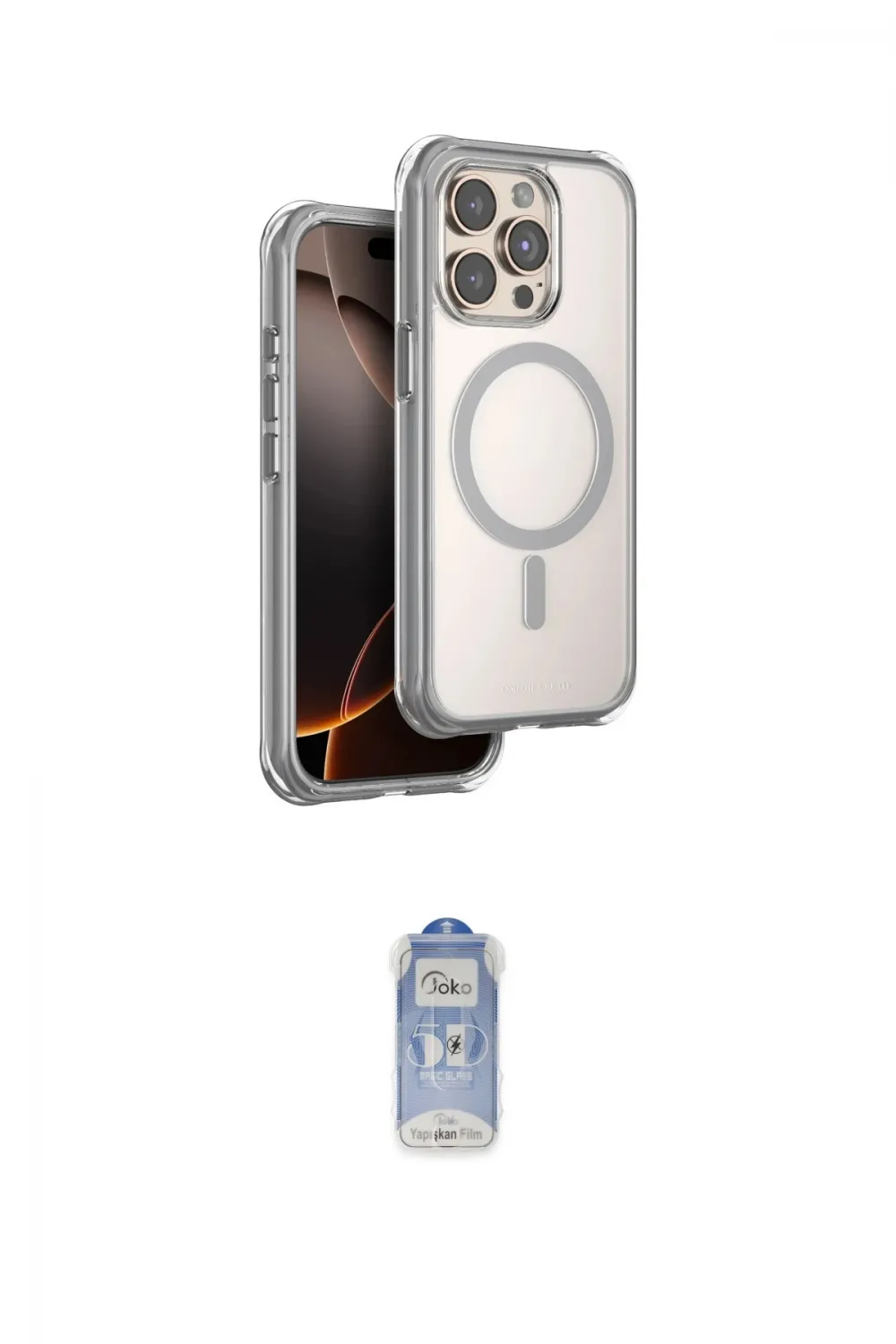 ieg™ iPhone 15 Pro Max Kılıf Zirve Klasik Prime - Siyah Joko Magic 5D Cam