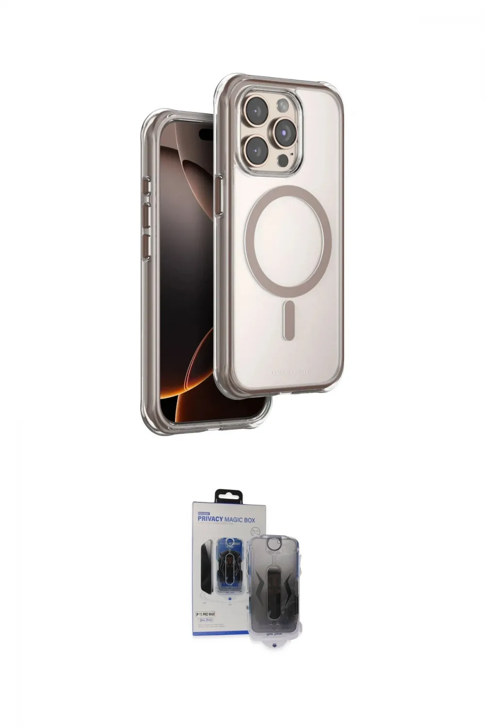 ieg™ iPhone 15 Pro Max Kılıf Zirve Klasik Prime - Siyah Vanessa Magic Hayalet Cam