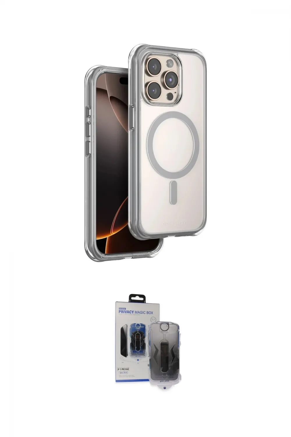 ieg™ iPhone 15 Pro Max Kılıf Zirve Klasik Prime - Siyah Vanessa Magic Hayalet Cam