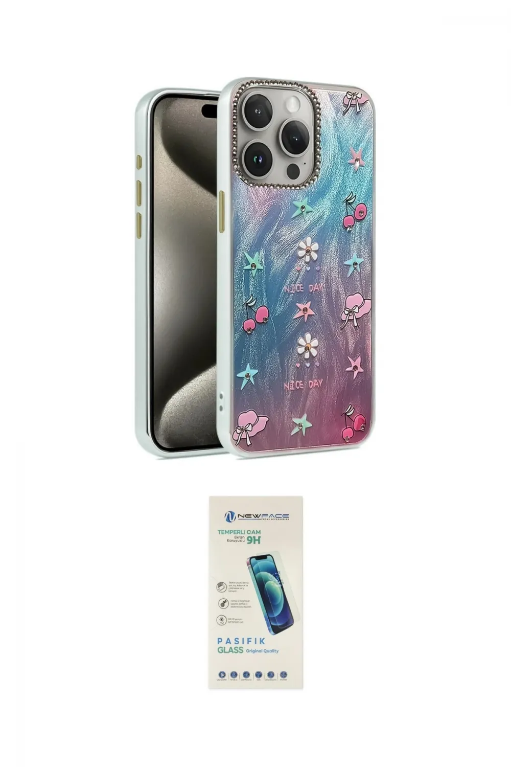 ieg™ iPhone 15 Pro Max Kılıf Zirve Modern Prime - Şeffaf Pasifik Cam Ekran Koruyucu