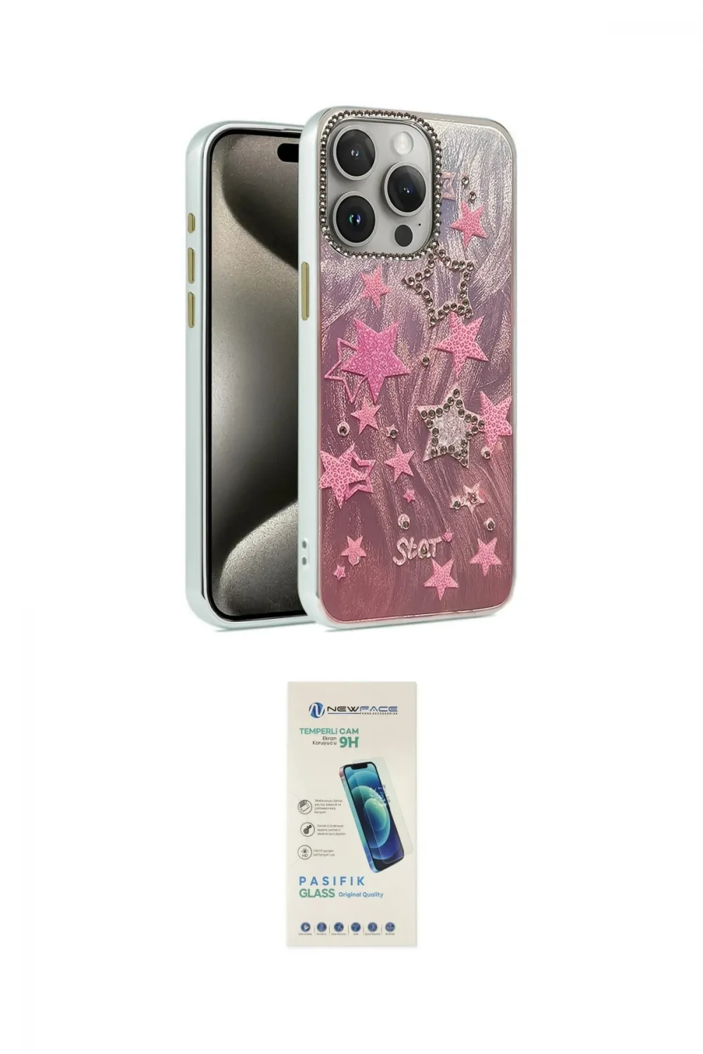 ieg™ iPhone 15 Pro Max Kılıf Zirve Modern Prime - Şeffaf Pasifik Cam Ekran Koruyucu