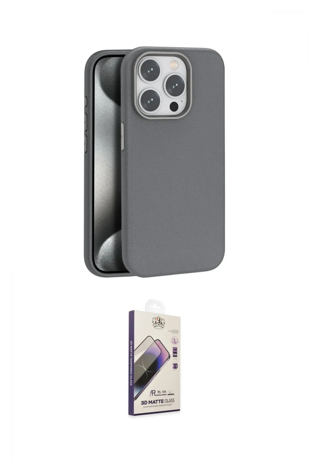 ieg™ iPhone 15 Pro Max Kılıf Zirve Modern Prime - Siyah Bilvis 3D Mat Cam Ekran Koruyucu
