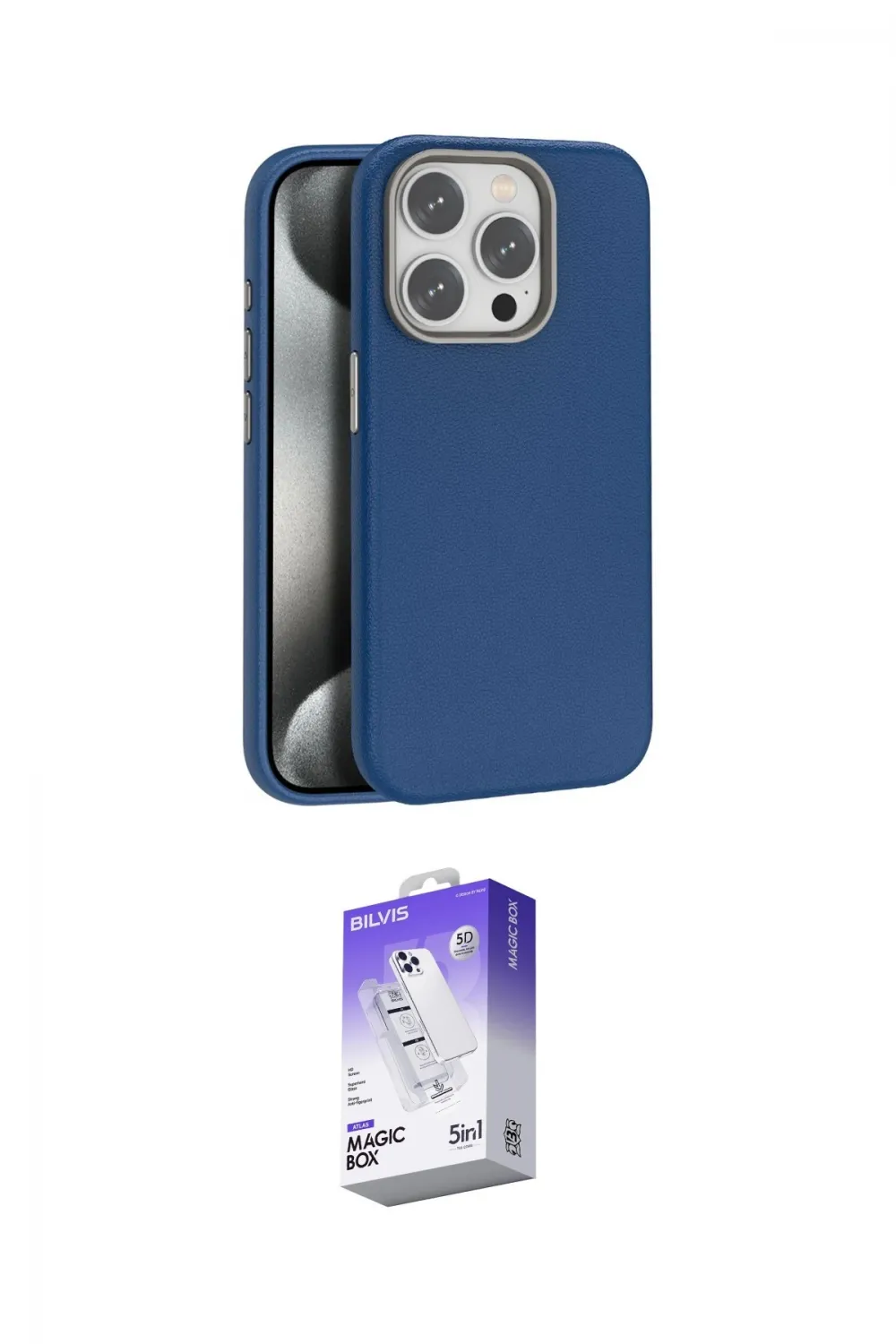 ieg™ iPhone 15 Pro Max Kılıf Zirve Modern Prime - Siyah Bilvis 5in1 3D Magic Cam Ekran Koruyucu
